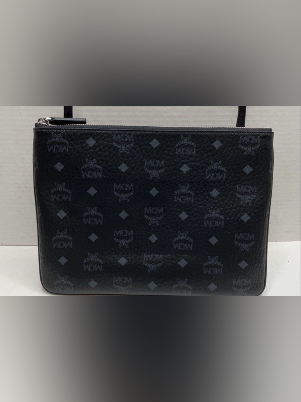 MCM Black Leather Canvas Crosby Visetos Bag